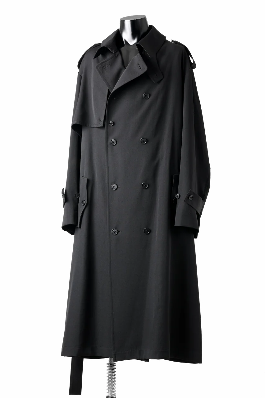 Y's for men TRENCH COAT / WRINKLED GABARDINE (BLACK) - Image 8