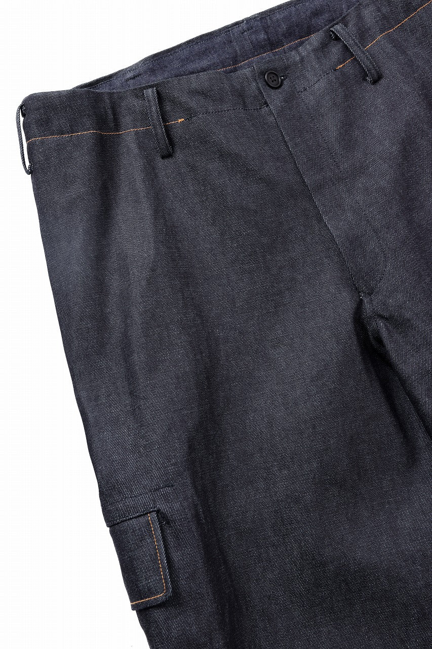 Y's for men TUCK PANTS WITH COLOR COMBI STITCH / 13oz UNEVEN YARN DENIM (BLUE) - Image 10