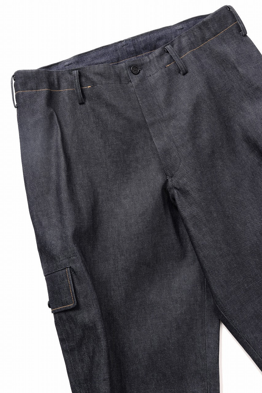 Y's for men TUCK PANTS WITH COLOR COMBI STITCH / 13oz UNEVEN YARN DENIM (BLUE) - Image 7