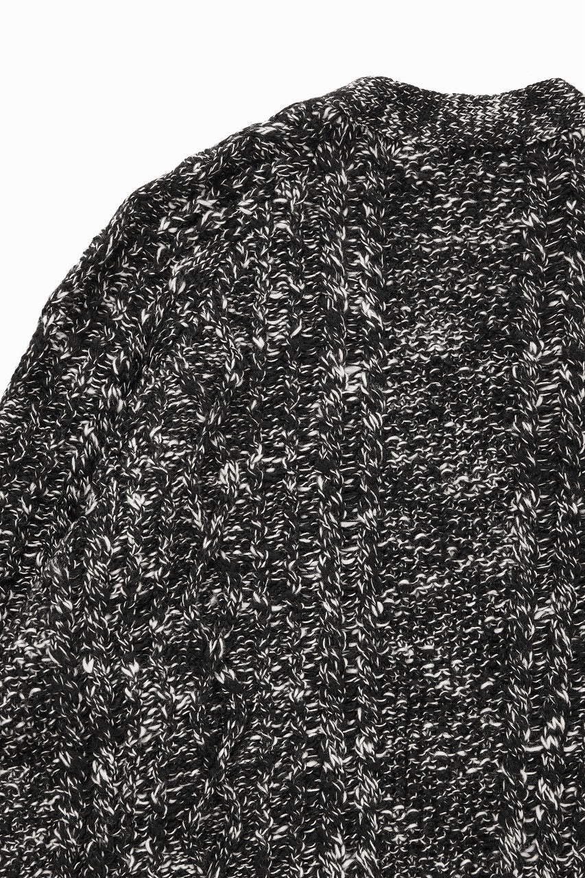 Y's for men V-NECK ARAN KNIT CARDIGAN (BLACK) - Image 10