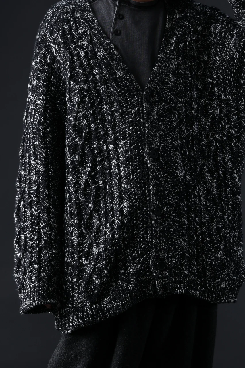 Y's for men V-NECK ARAN KNIT CARDIGAN (BLACK) - Image 17