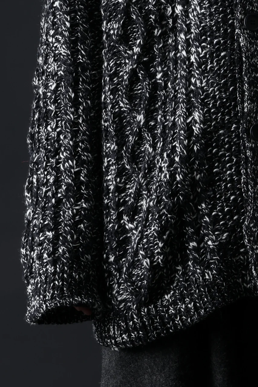 Y's for men V-NECK ARAN KNIT CARDIGAN (BLACK) - Image 18