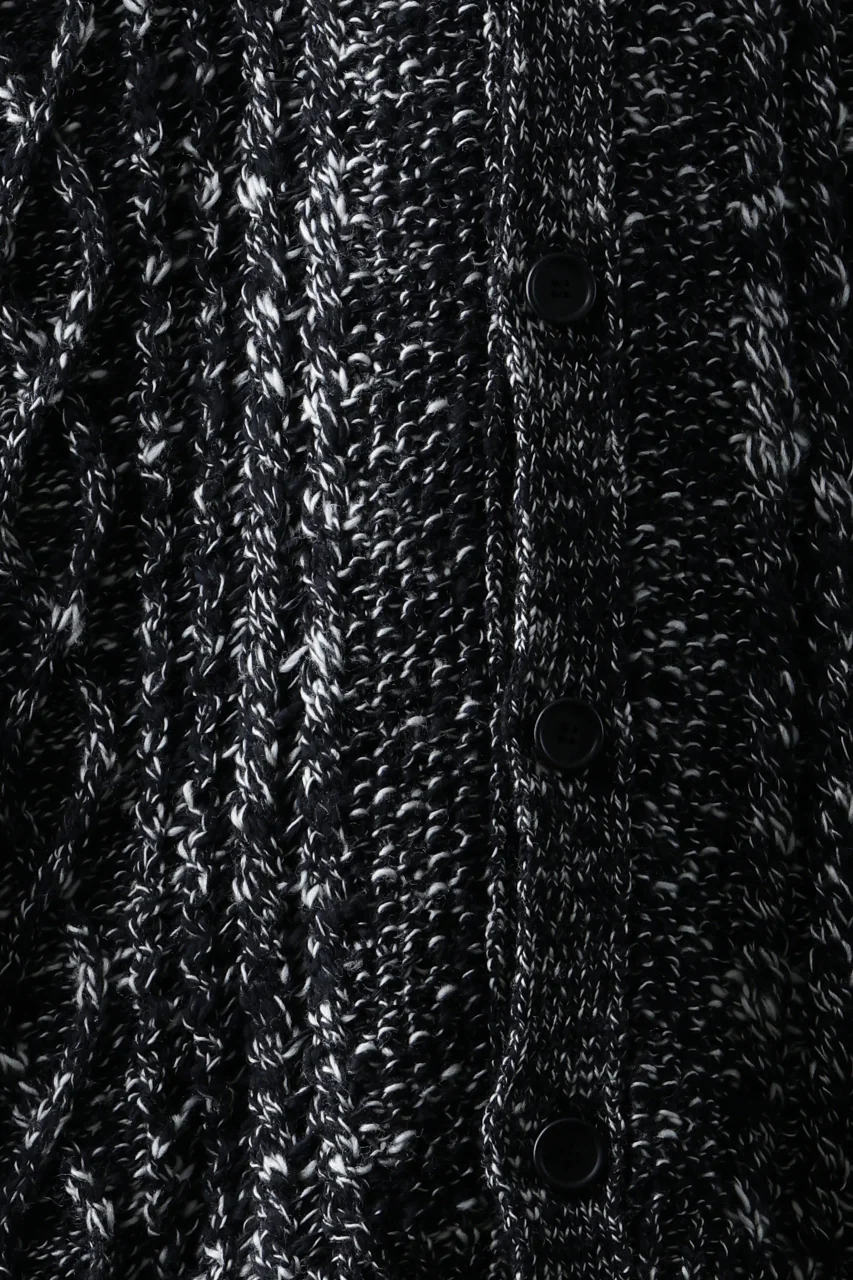 Y's for men V-NECK ARAN KNIT CARDIGAN (BLACK) - Image 19