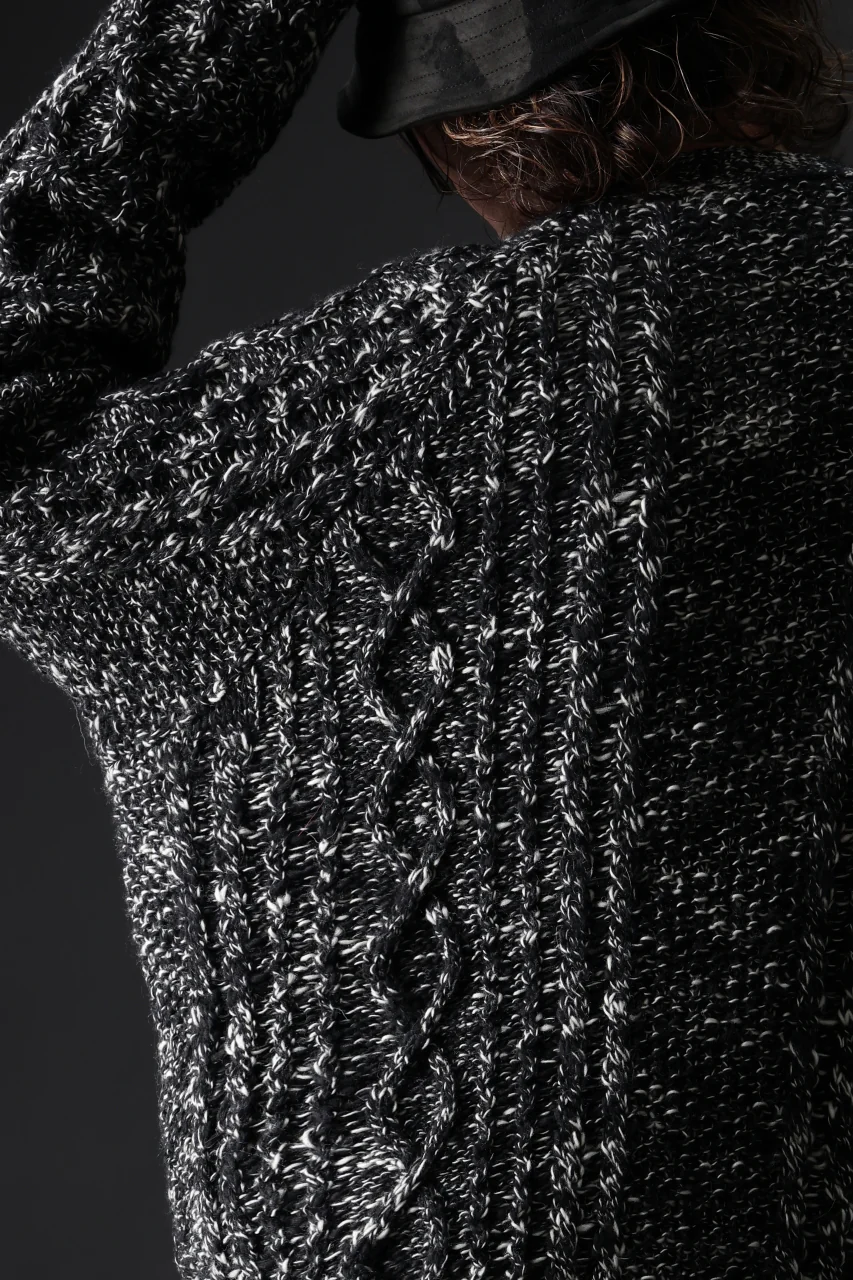 Y's for men V-NECK ARAN KNIT CARDIGAN (BLACK) - Image 21