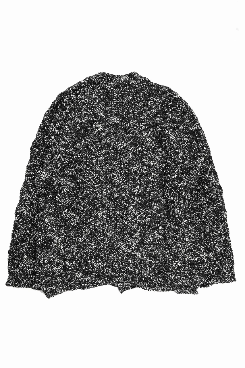 Y's for men V-NECK ARAN KNIT CARDIGAN (BLACK) - Image 3