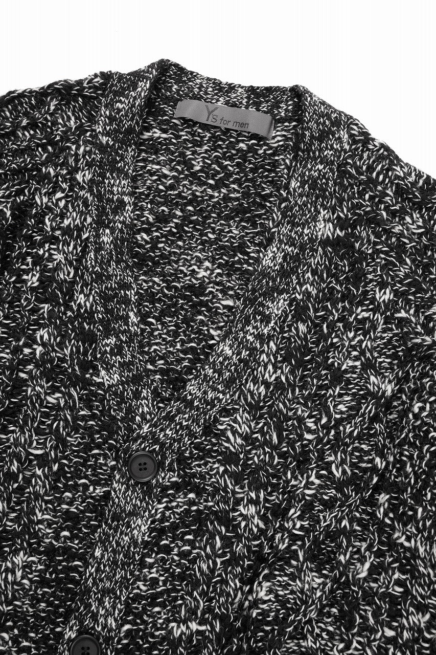 Y's for men V-NECK ARAN KNIT CARDIGAN (BLACK) - Image 7