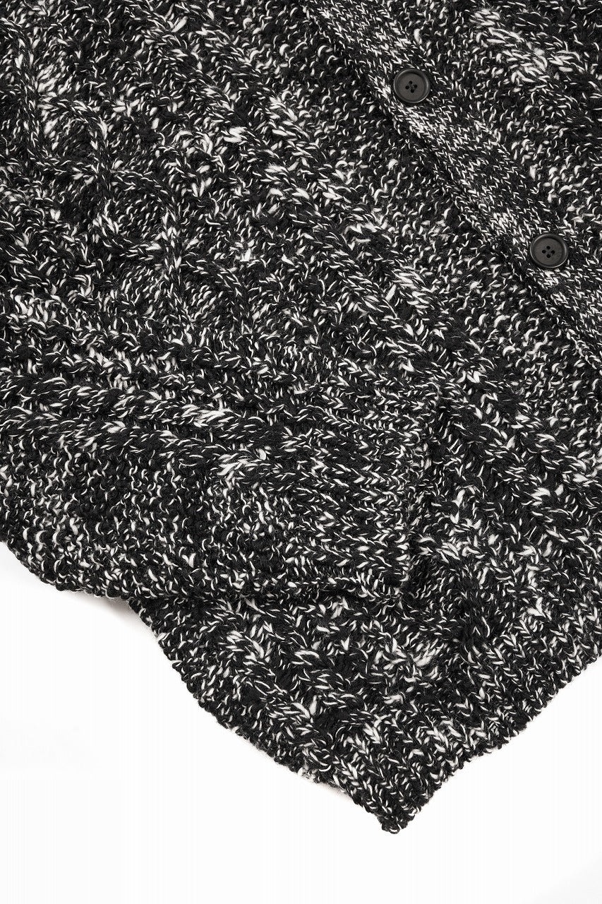 Y's for men V-NECK ARAN KNIT CARDIGAN (BLACK) - Image 9