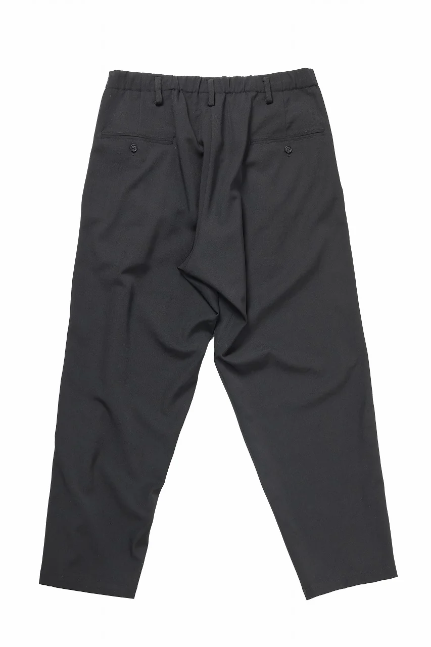 Y's for men WAIST STRING PANTS / WRINKLED WOOL GABARDINE (BLACK) - Image 3