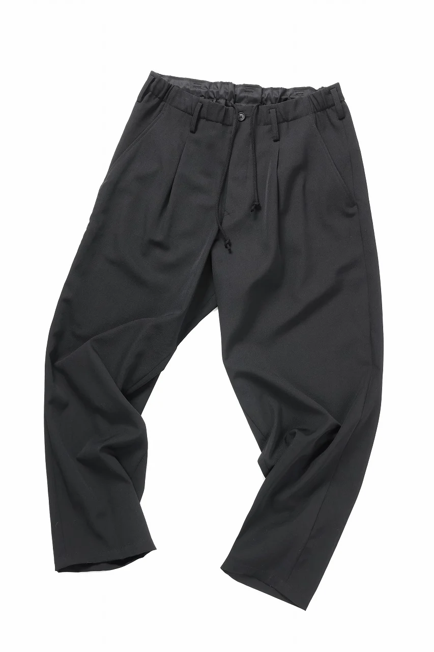 Y's for men WAIST STRING PANTS / WRINKLED WOOL GABARDINE (BLACK) - Image 5