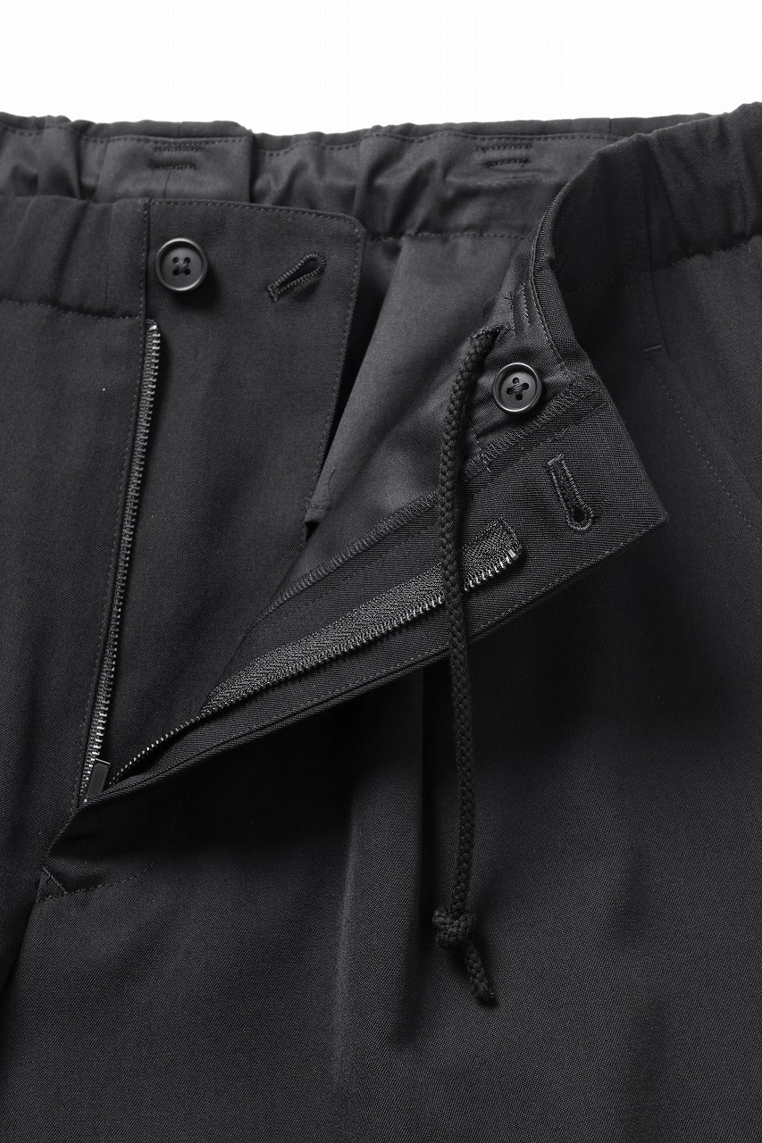 Y's for men WAIST STRING PANTS / WRINKLED WOOL GABARDINE (BLACK) - Image 9