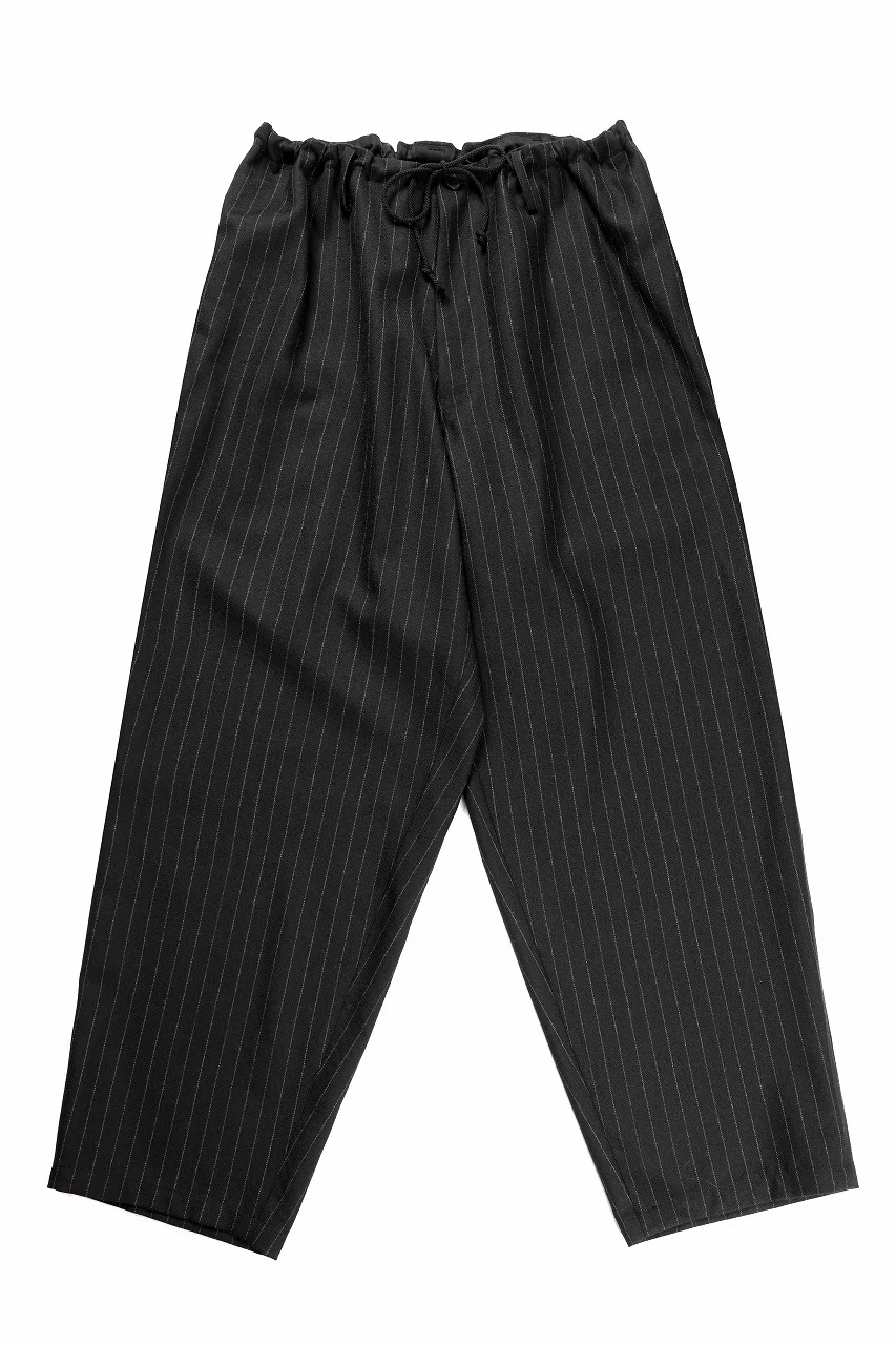 Y's for men WIDE-LEG DRAWSTRING PANTS / STRIPED SERGE (BLACK)