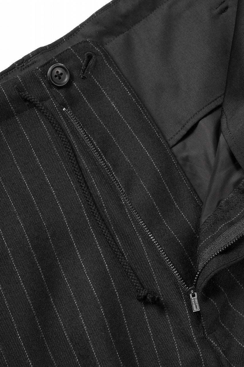 Y's for men WIDE-LEG DRAWSTRING PANTS / STRIPED SERGE (BLACK) - Image 10