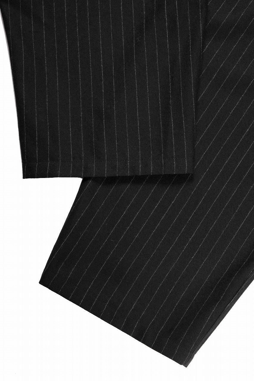 Y's for men WIDE-LEG DRAWSTRING PANTS / STRIPED SERGE (BLACK) - Image 14