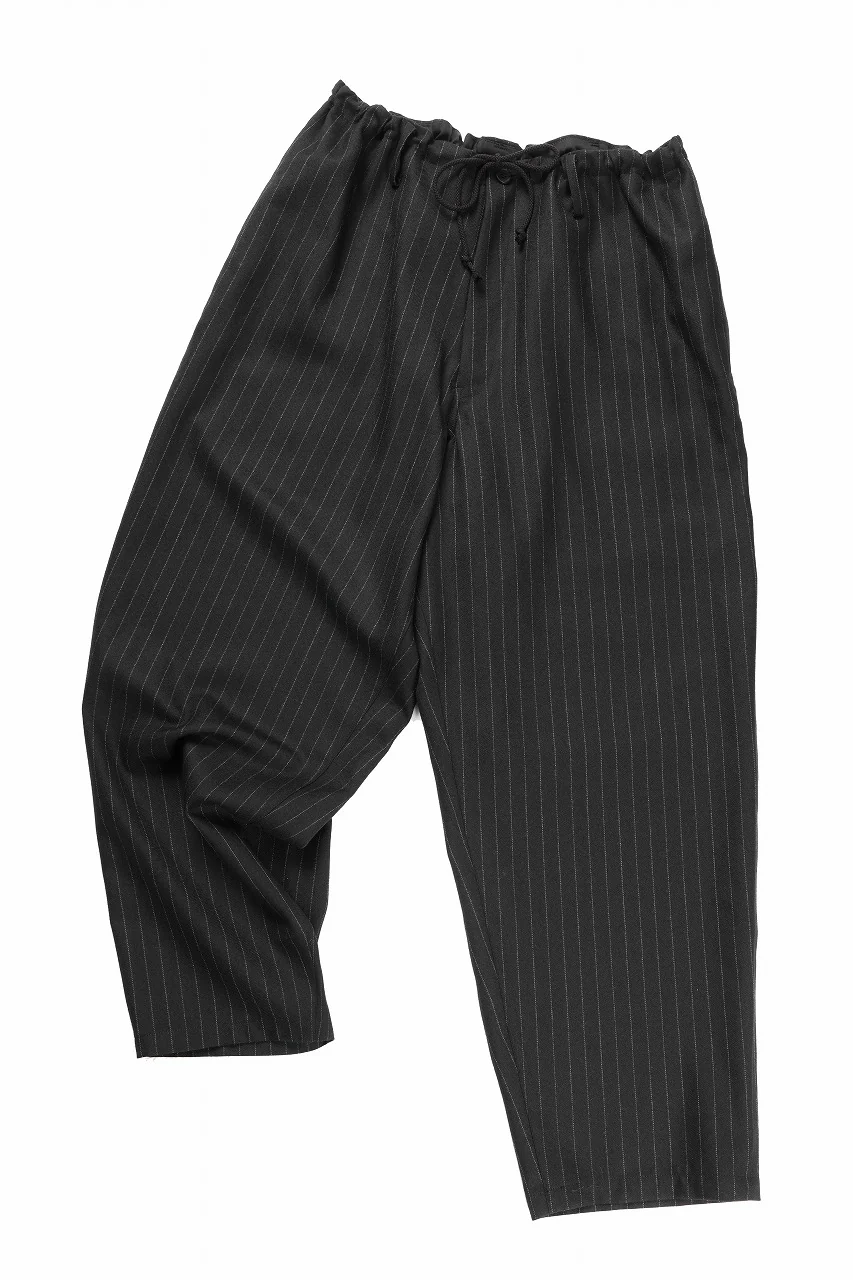 Y's for men WIDE-LEG DRAWSTRING PANTS / STRIPED SERGE (BLACK) - Image 5