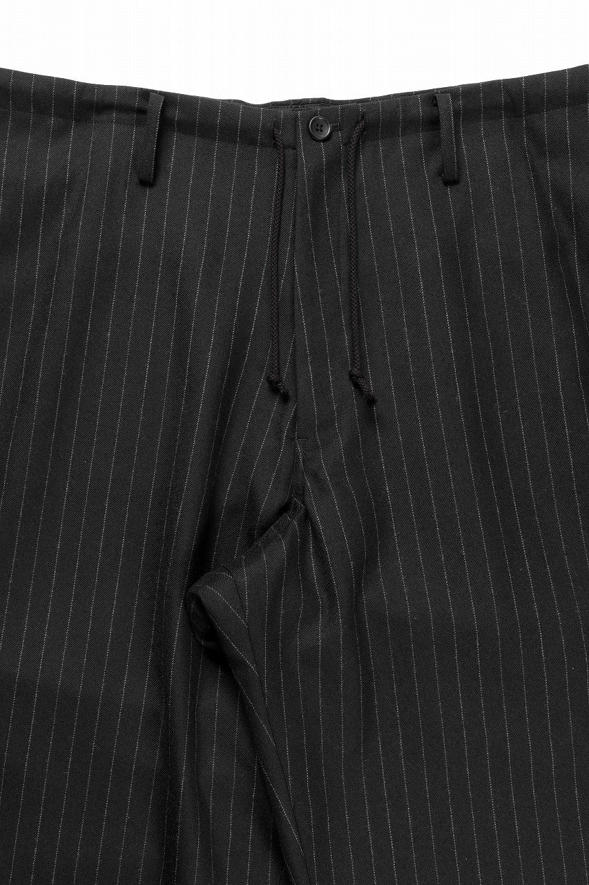 Y's for men WIDE-LEG DRAWSTRING PANTS / STRIPED SERGE (BLACK) - Image 6