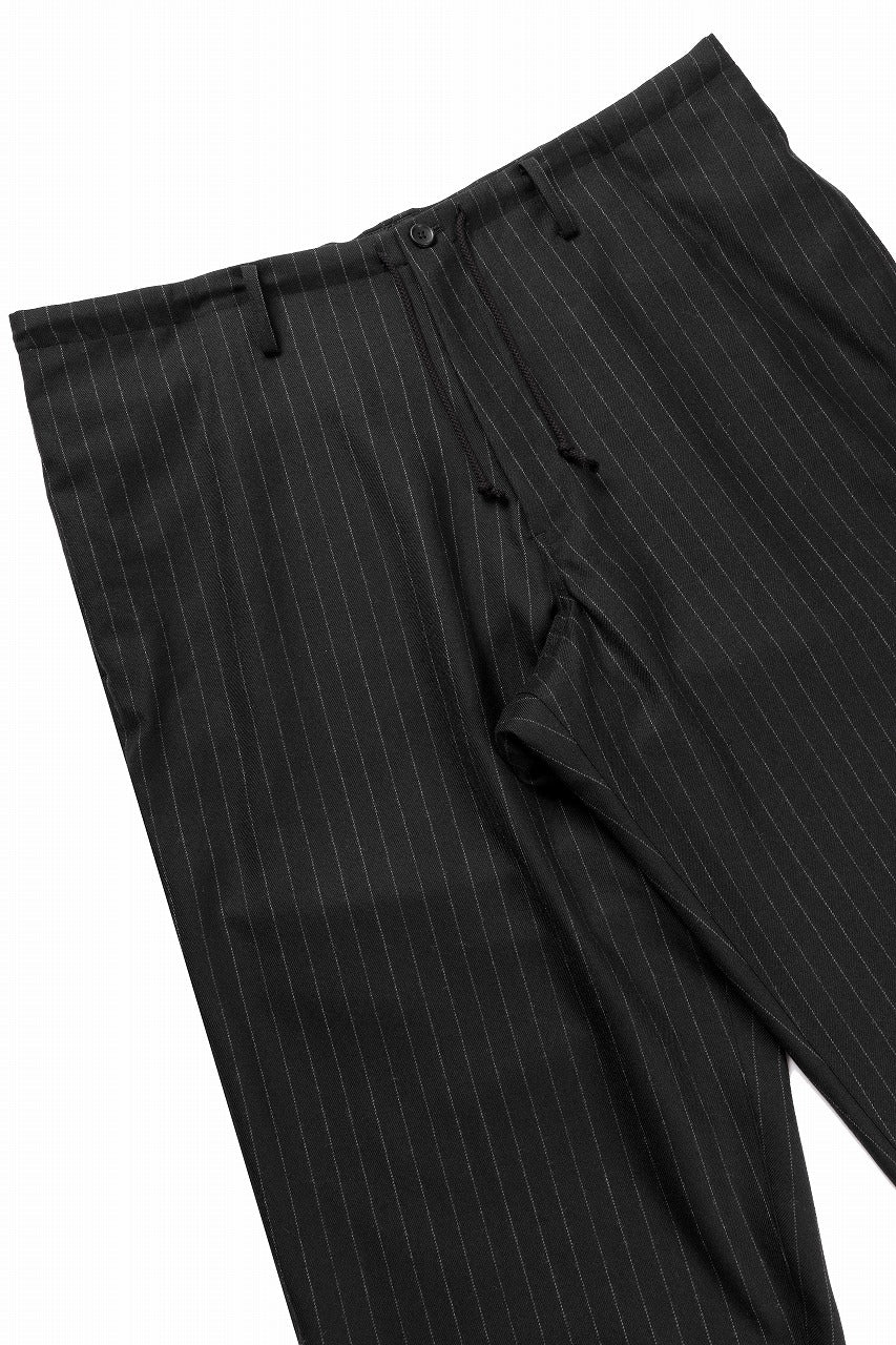 Y's for men WIDE-LEG DRAWSTRING PANTS / STRIPED SERGE (BLACK) - Image 8