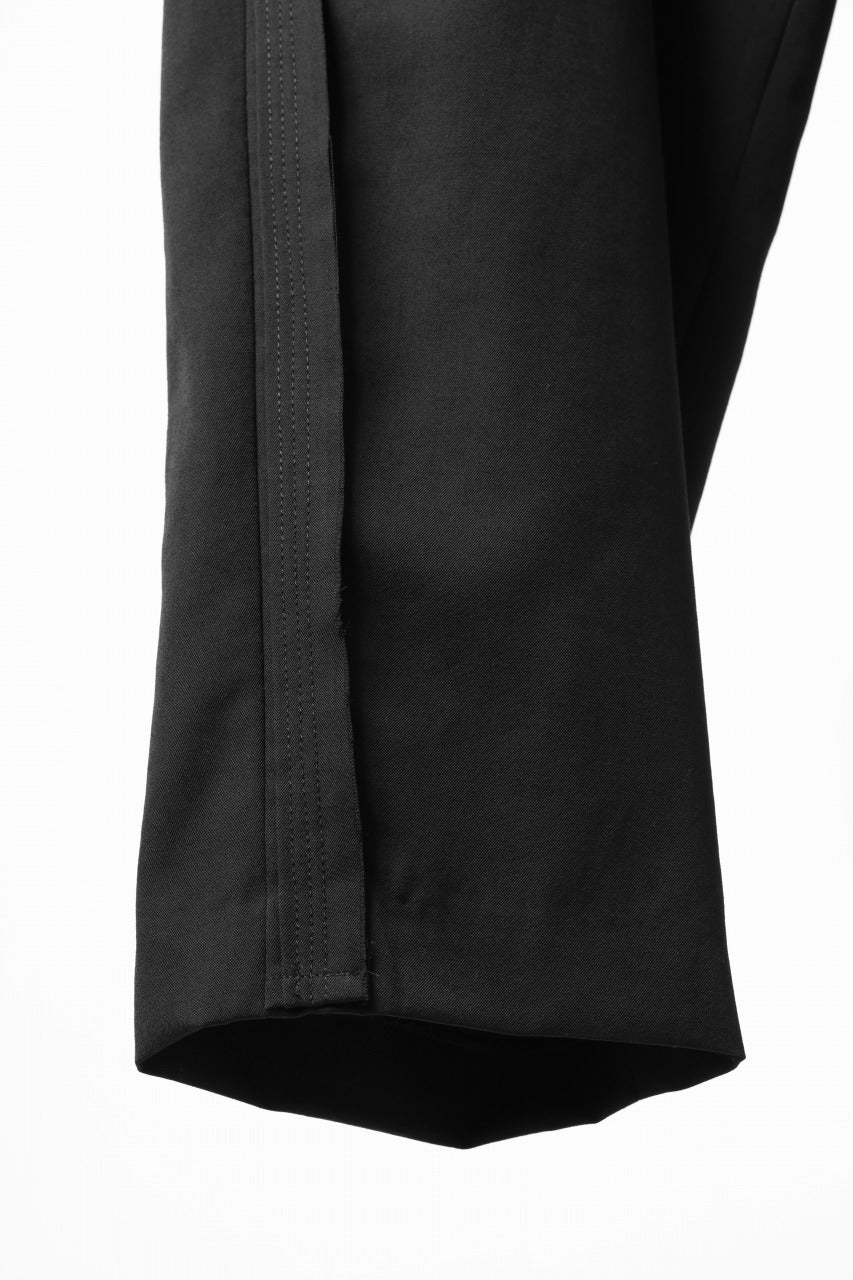 Y's for men WITH DECORATIVE CLOTH TAPERED PANTS / WRINKLE WOOL GABARDINE (BLACK) - Image 13