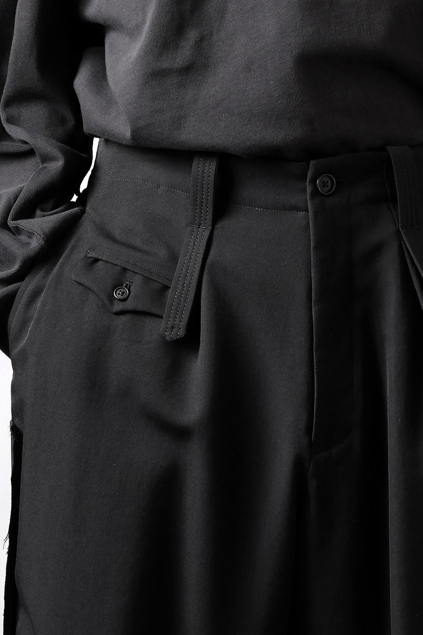 Y's for men WITH DECORATIVE CLOTH TAPERED PANTS / WRINKLE WOOL GABARDINE (BLACK) - Image 42