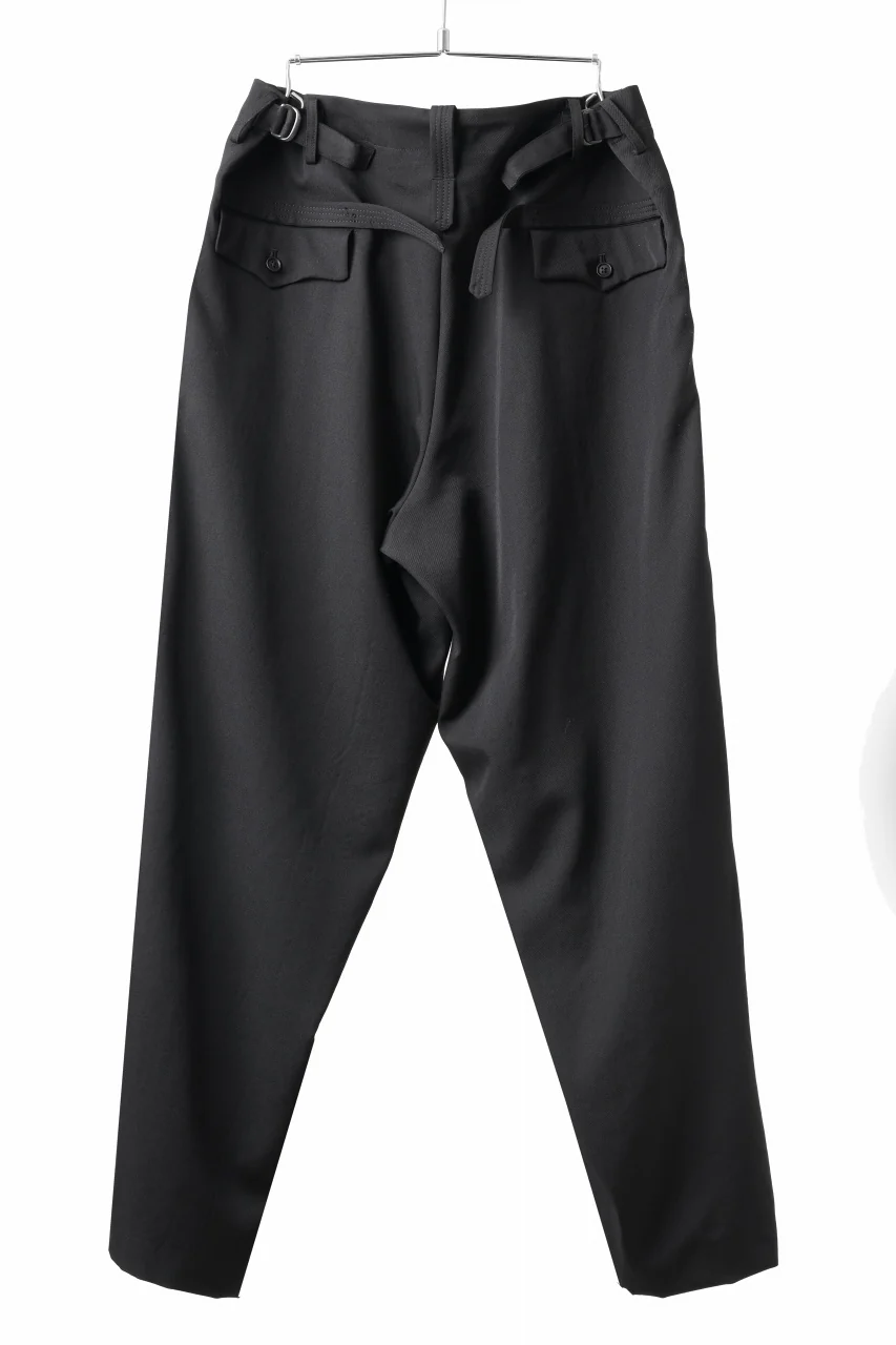 Y's for men WITH DECORATIVE CLOTH TAPERED PANTS / WRINKLE WOOL GABARDINE (BLACK) - Image 8