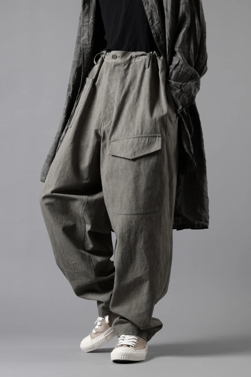 Y's for men WITHSTRING WORK PANTS / COTTON LINEN SULFIDED OZONE (CHARCOAL) - Image 2