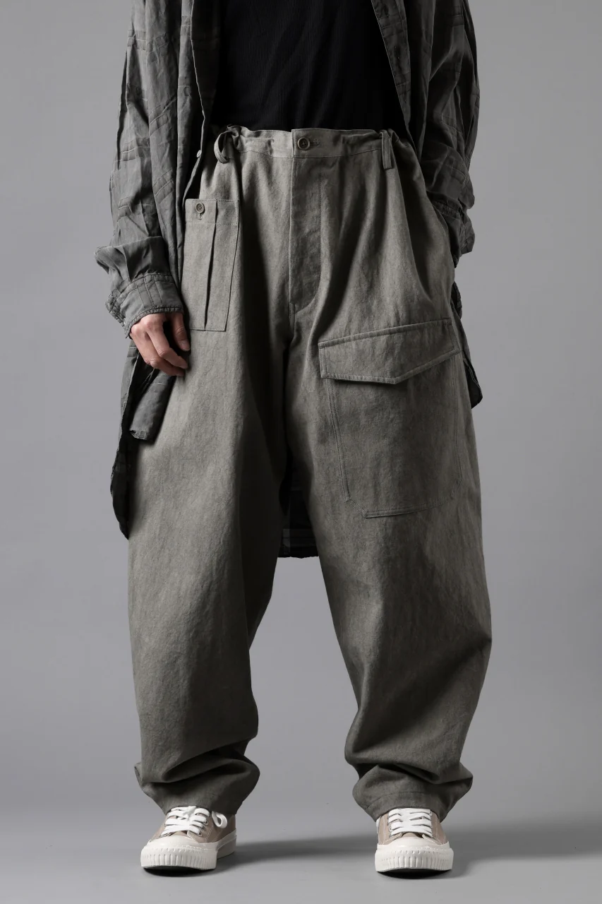 Y's for men WITHSTRING WORK PANTS / COTTON LINEN SULFIDED OZONE (CHARCOAL) - Image 22