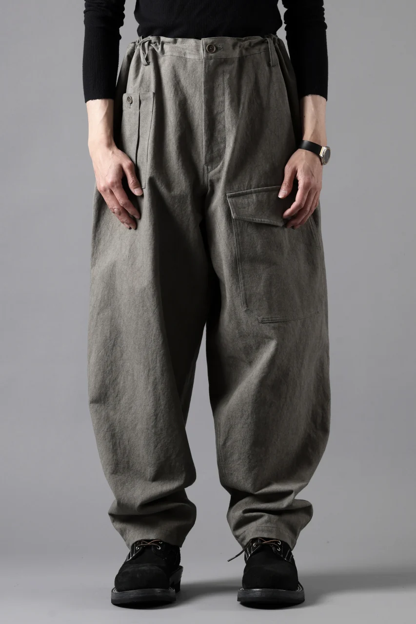Y's for men WITHSTRING WORK PANTS / COTTON LINEN SULFIDED OZONE (CHARCOAL) - Image 3
