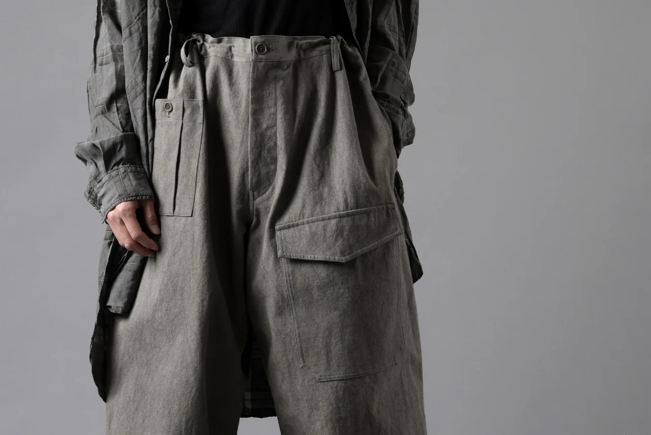 Y's for men WITHSTRING WORK PANTS / COTTON LINEN SULFIDED OZONE (CHARCOAL) - Image 30