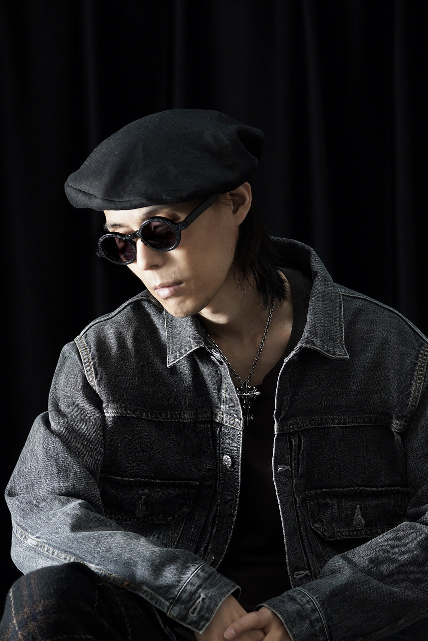 Y's for men x MASSES ADJUSTABLE BERET / LINEN CLOTH (BLACK) - Image 6