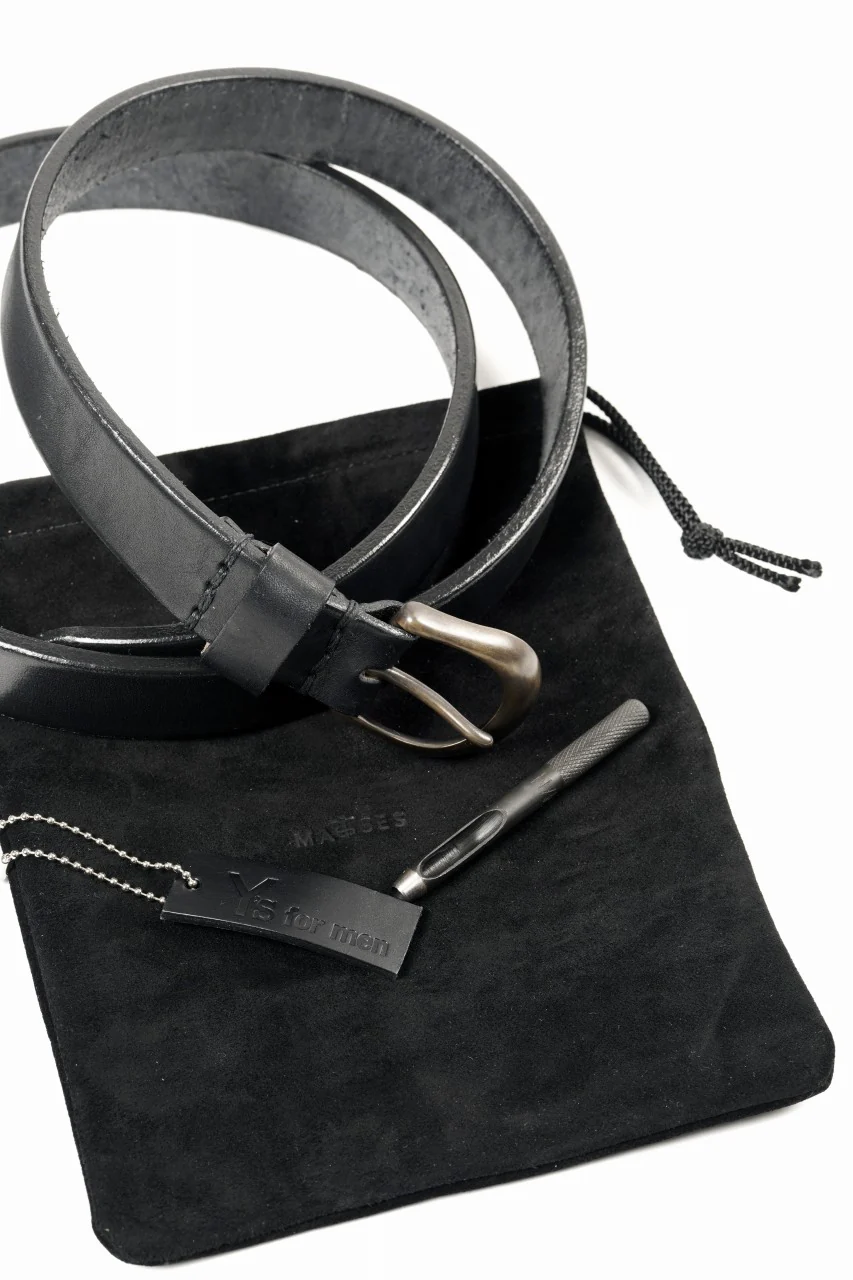 Y's for men x MASSES HEAVY OIL LEATHER BELT (BLACK) - Image 6