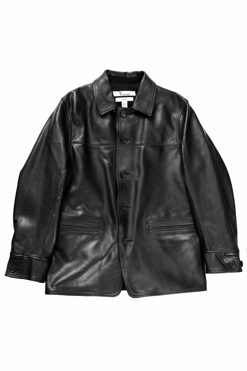 Y's for men x MASSES LEATHER CAR COAT / MA HORSE LEATHER (BLACK)