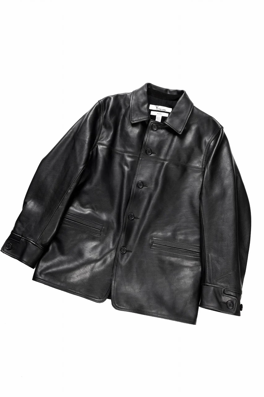 Y's for men x MASSES LEATHER CAR COAT / MA HORSE LEATHER (BLACK) - Image 16