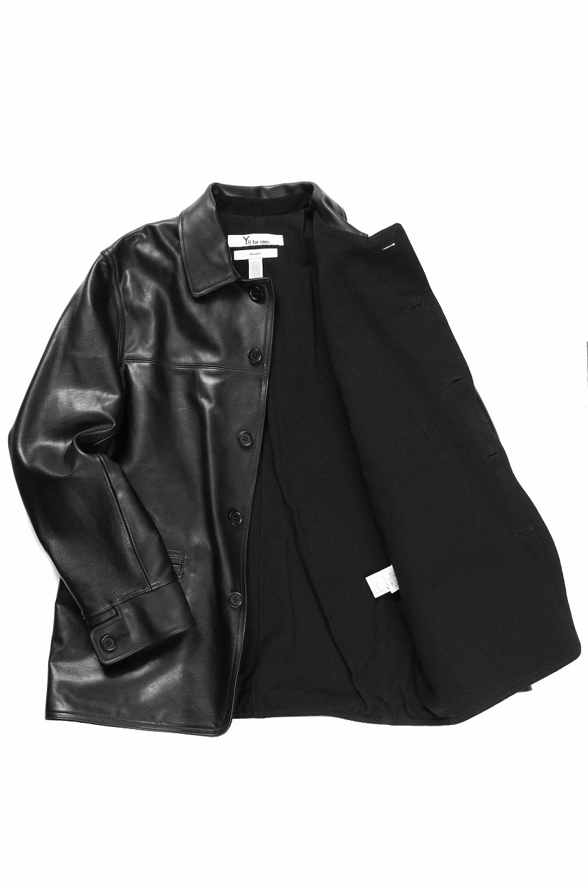 Y's for men x MASSES LEATHER CAR COAT / MA HORSE LEATHER (BLACK) - Image 17