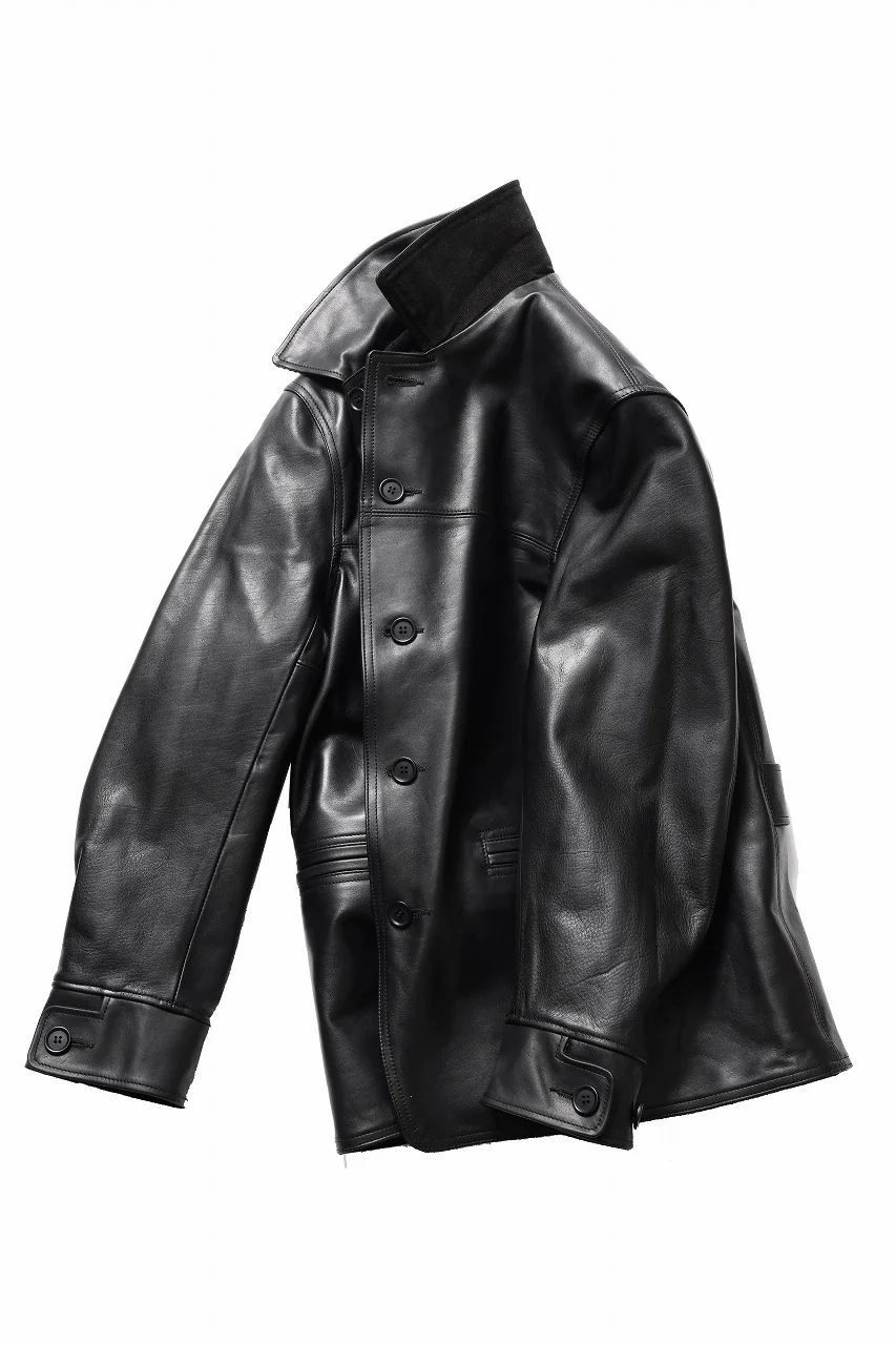 Y's for men x MASSES LEATHER CAR COAT / MA HORSE LEATHER (BLACK) - Image 18