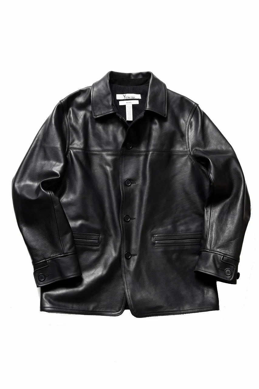 Y's for men x MASSES LEATHER CAR COAT / MA HORSE LEATHER (BLACK) - Image 2