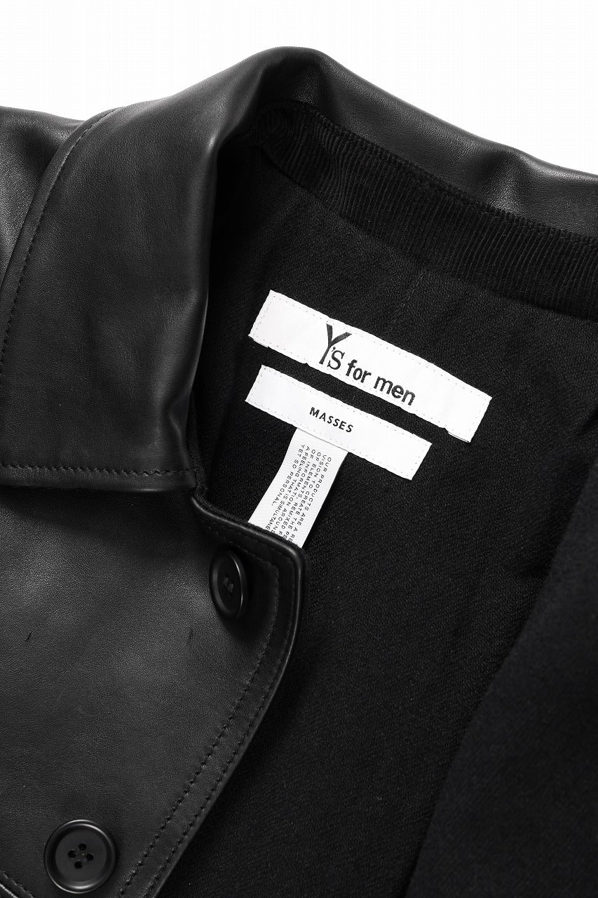 Y's for men x MASSES LEATHER CAR COAT / MA HORSE LEATHER (BLACK) - Image 24