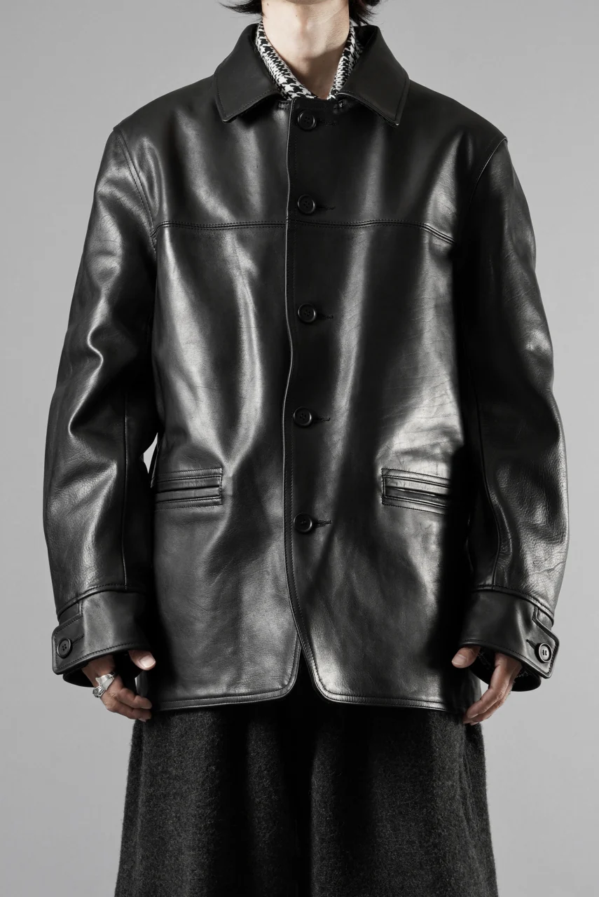 Y's for men x MASSES LEATHER CAR COAT / MA HORSE LEATHER (BLACK) - Image 27