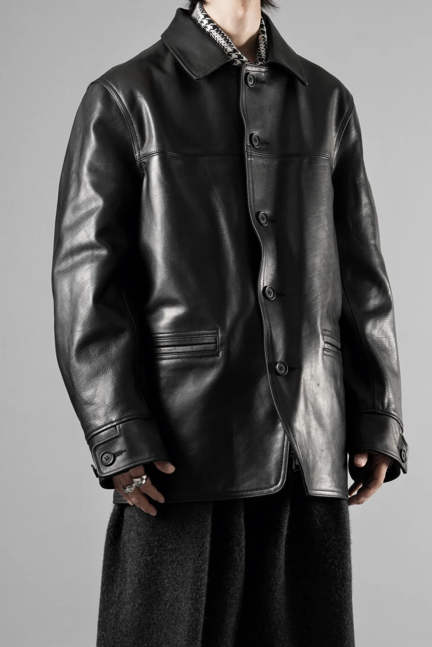 Y's for men x MASSES LEATHER CAR COAT / MA HORSE LEATHER (BLACK) - Image 28