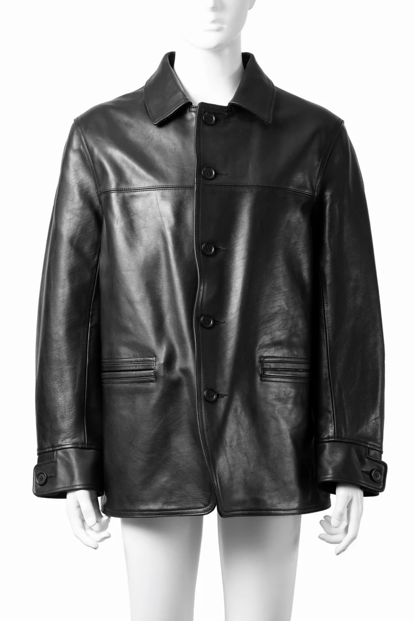 Y's for men x MASSES LEATHER CAR COAT / MA HORSE LEATHER (BLACK) - Image 3