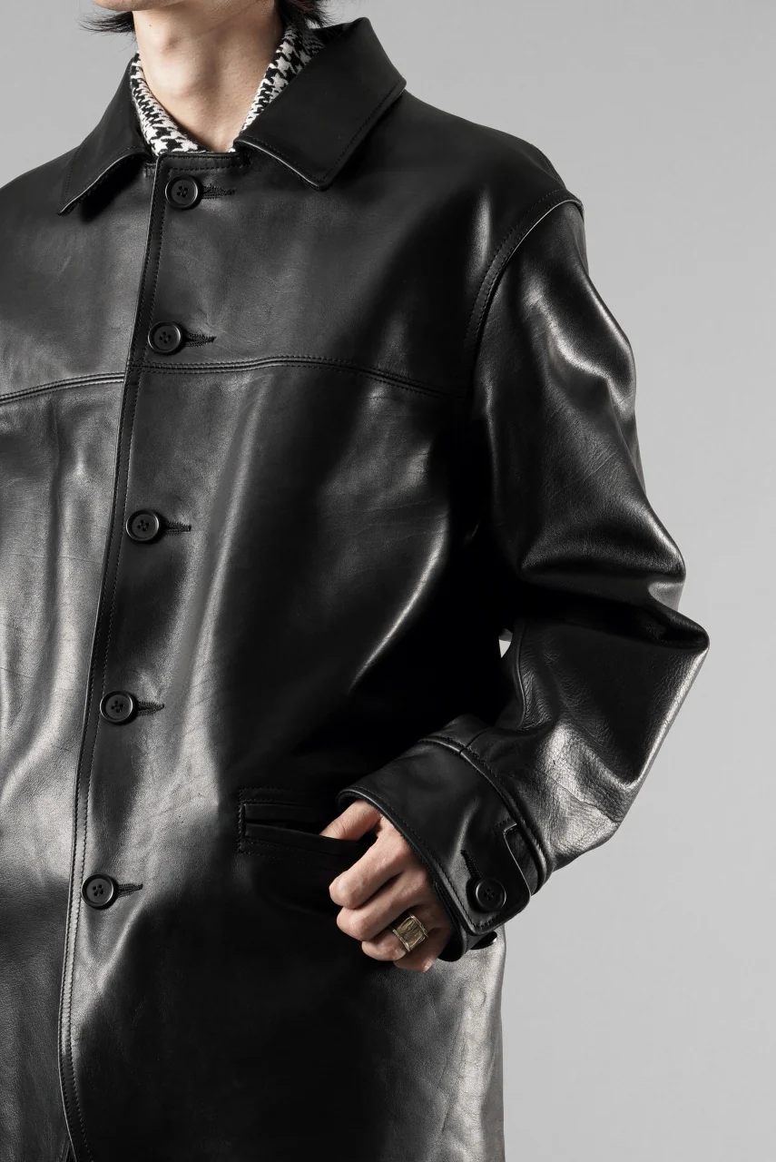 Y's for men x MASSES LEATHER CAR COAT / MA HORSE LEATHER (BLACK) - Image 30