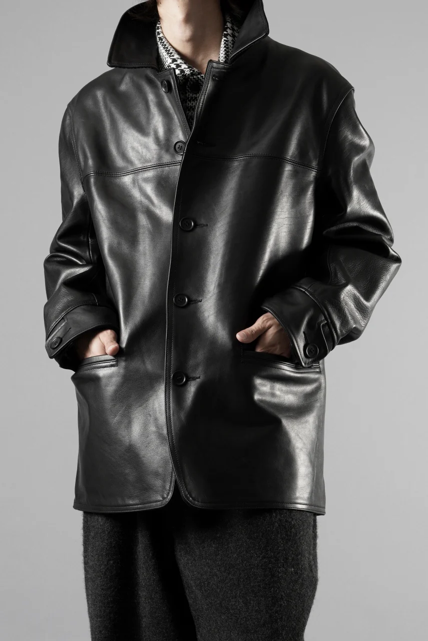 Y's for men x MASSES LEATHER CAR COAT / MA HORSE LEATHER (BLACK) - Image 31