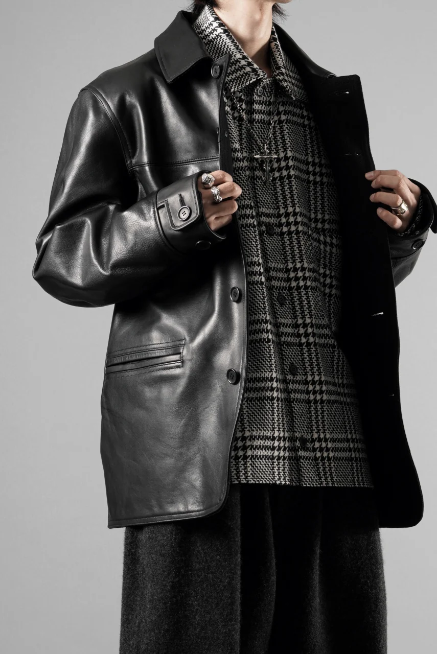 Y's for men x MASSES LEATHER CAR COAT / MA HORSE LEATHER (BLACK) - Image 32