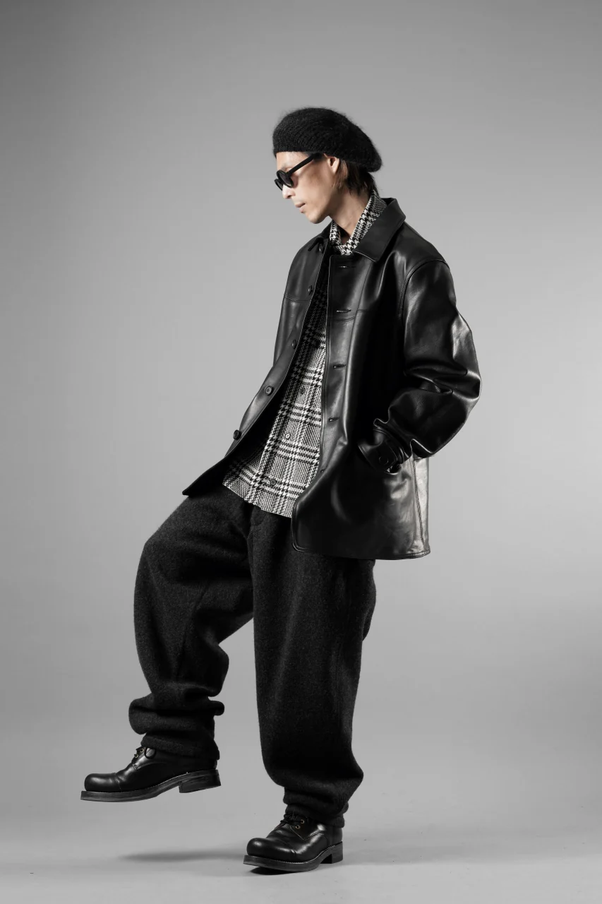 Y's for men x MASSES LEATHER CAR COAT / MA HORSE LEATHER (BLACK) - Image 34