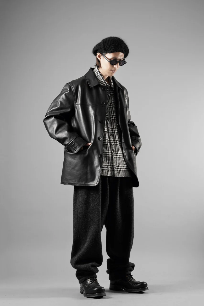 Y's for men x MASSES LEATHER CAR COAT / MA HORSE LEATHER (BLACK) - Image 35