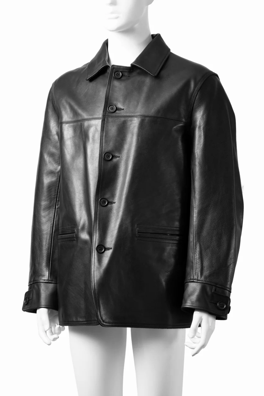 Y's for men x MASSES LEATHER CAR COAT / MA HORSE LEATHER (BLACK) - Image 4