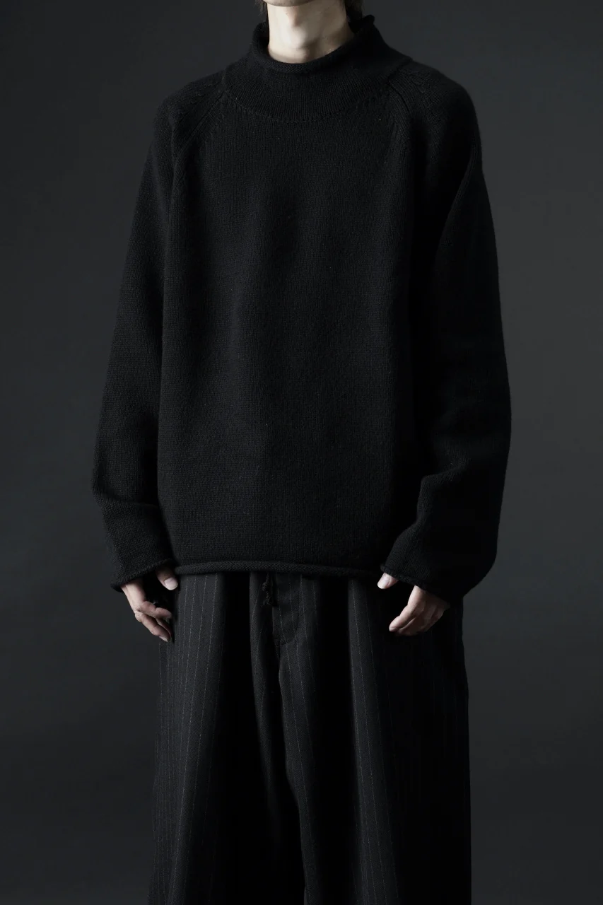 Y's for men x MASSES MOCK NECK PULL OVER / WOOL KNIT (BLACK) - Image 18