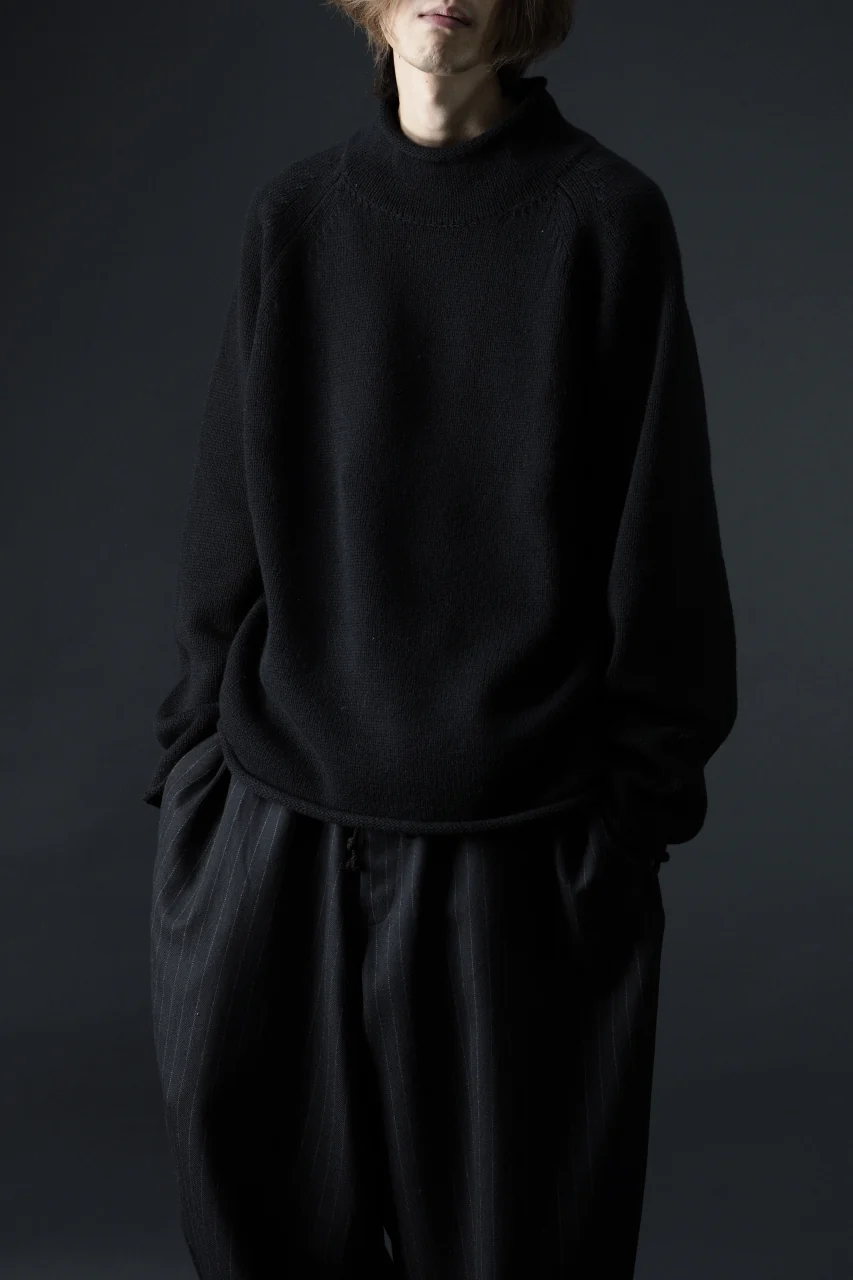 Y's for men x MASSES MOCK NECK PULL OVER / WOOL KNIT (BLACK) - Image 19