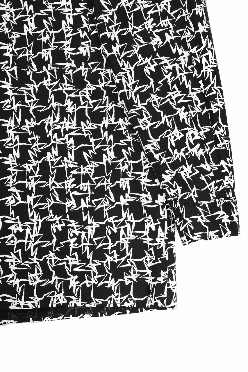 Y's for men x MASSES OPEN COLLAR SHIRT / MA ALL OVER PIGMENT PRINT (BLACK) - Image 5