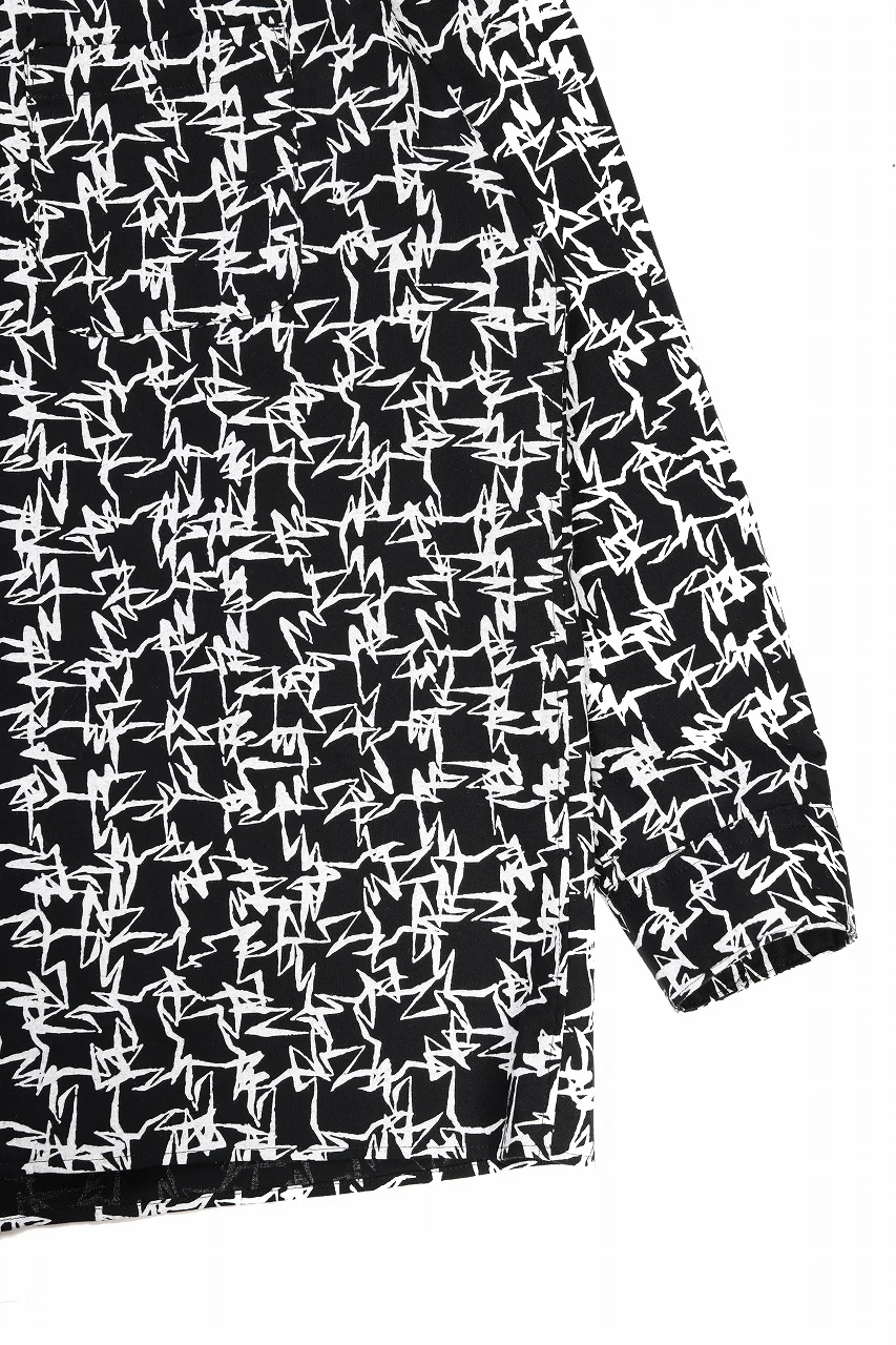 Y's for men x MASSES OPEN COLLAR SHIRT / MA ALL OVER PIGMENT PRINT (BLACK) - Image 8