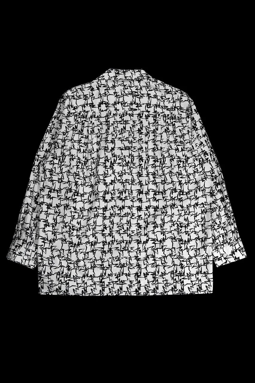 Y's for men x MASSES OPEN COLLAR SHIRT / MA ALL OVER PIGMENT PRINT (WHITE) - Image 2