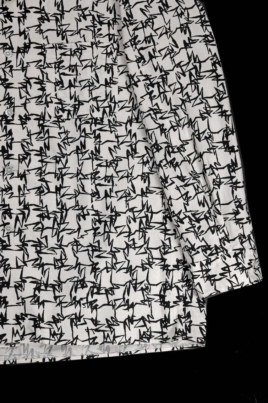 Y's for men x MASSES OPEN COLLAR SHIRT / MA ALL OVER PIGMENT PRINT (WHITE) - Image 5